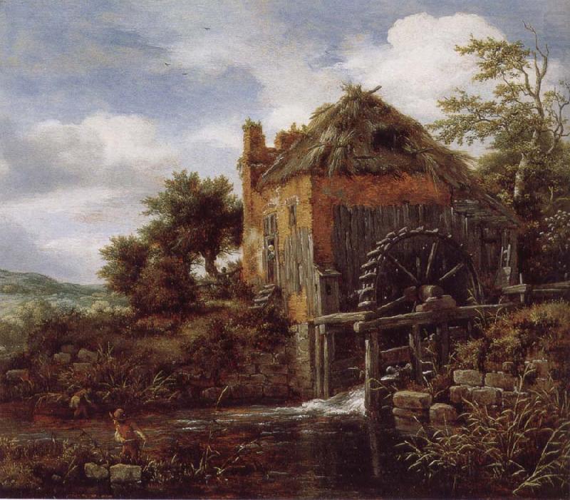Jacob van Ruisdael Thatch-Roofedhouse with a water Mill china oil painting image